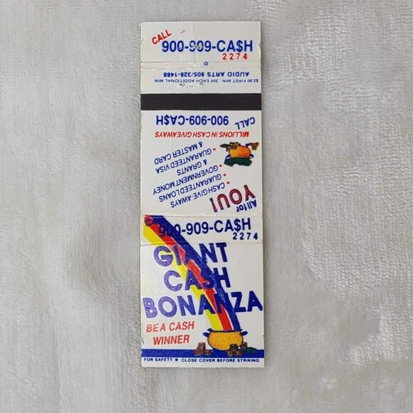 Giant Cash Bonanza Matchbook Cover 900 Number Promo Gambling Ad - Picture 4 of 5
